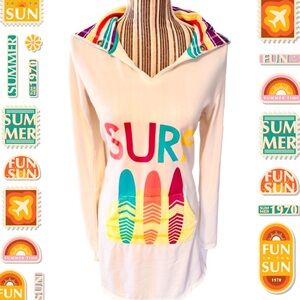 XHILARATION Bathing suit cover-up Cotton terry cloth with rolled hems girls XL